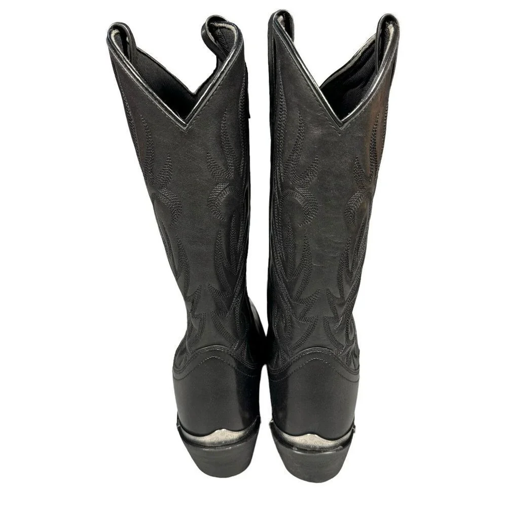 Laredo Boots Men's 10D McComb Round Toe Cowboy Black Casual Western Leather